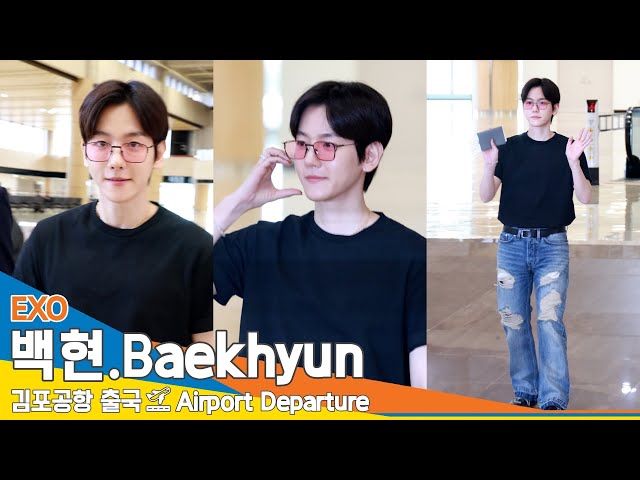 [4K] 엑소 백현, 멋쟁이 색안경 패션 (출국)✈️EXO 'BAEKHYUN' Airport Departure 24.5.9 #Newsen