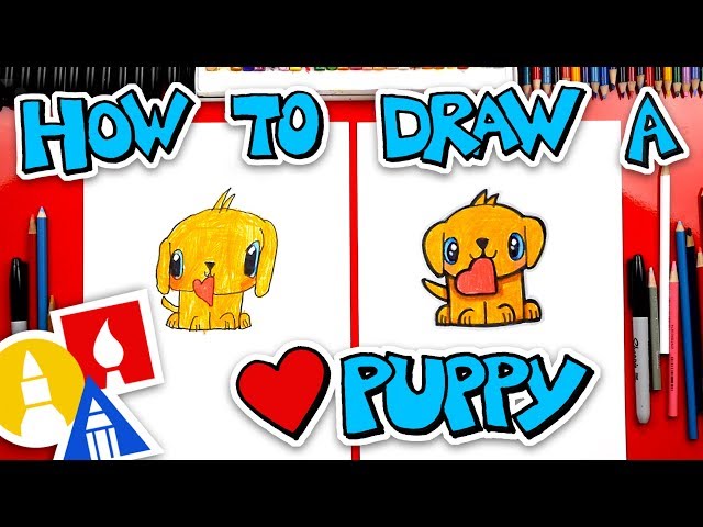 How To Draw A Valentines Golden Retriever Puppy + Spotlight