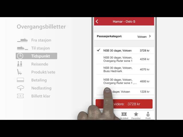 Kjøp overgangsbillett i NSB App