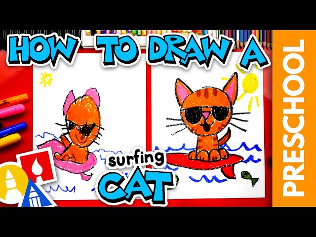 How To Draw A Cat Surfing - Preschool