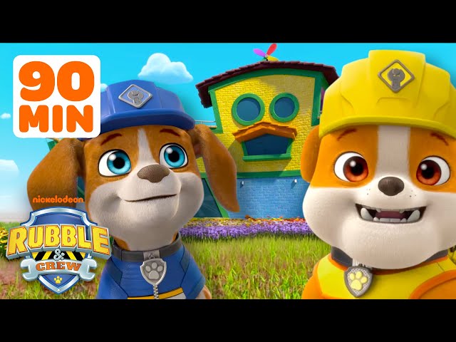 Rubble Rescues Builder Cove & Bow Wow Builds! w/ Wheeler | 90 Minute Compilation | Rubble & Crew