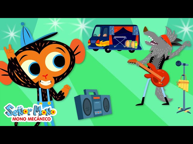 El Lobo Solitario Se Va De Gira Musical | Señor Mono, Mono Mecánico | Caricatura para Niños