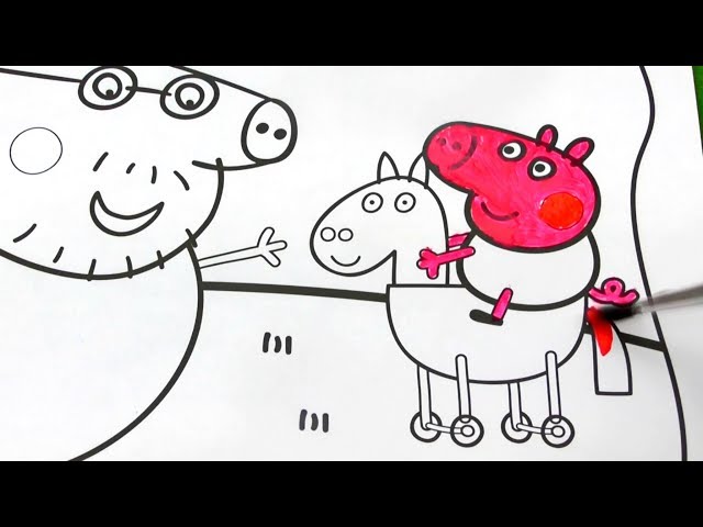 Peppa Pig Coloring Book ! Daddy Pig & George Play and Have Fun Time ! kids toys