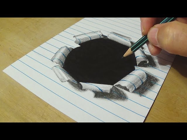 How To Draw A Hole In Paper - Anamorphic Illusion