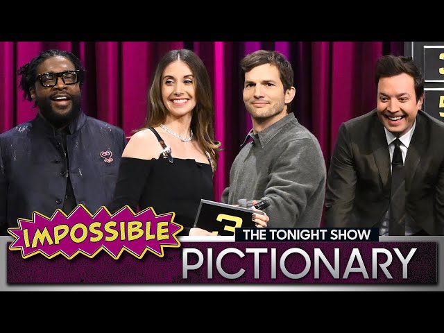 Impossible Pictionary with Ashton Kutcher and Alison Brie | The Tonight Show Starring Jimmy Fallon