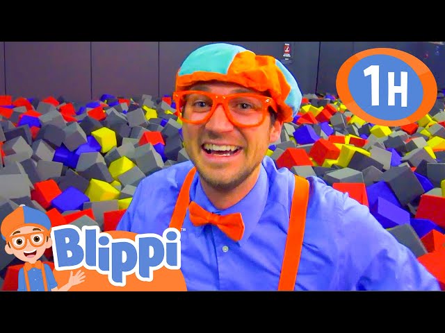 Blippi Visits an Indoor Trampoline Park (Boom Shaka)! | 1 HOUR OF BLIPPI TOYS!