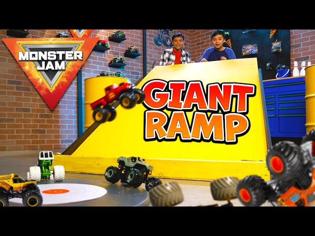Giant Monster Truck Ramp Competition - Monster Jam Ep 5 Revved Up Recaps