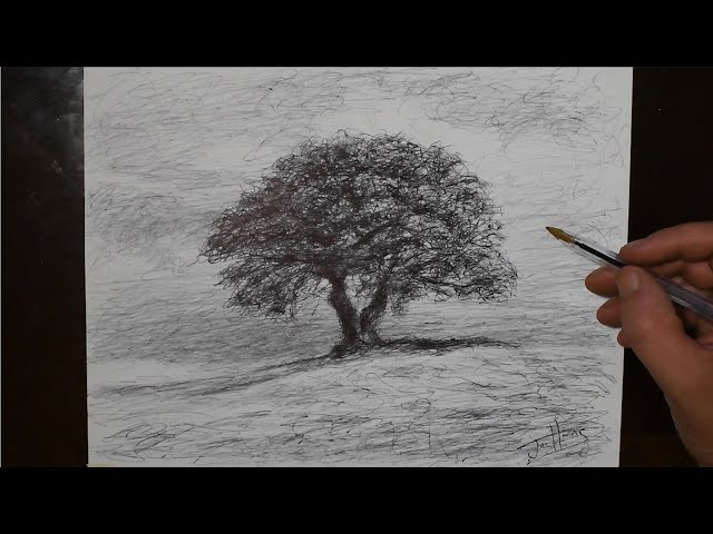 How to Draw a Tree Landscape with a Ballpoint Biro Pen