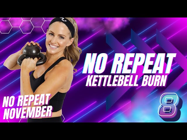 38 Minute FULL BODY No Repeat Kettlebell Burn Workout (No Repeat Day #8)