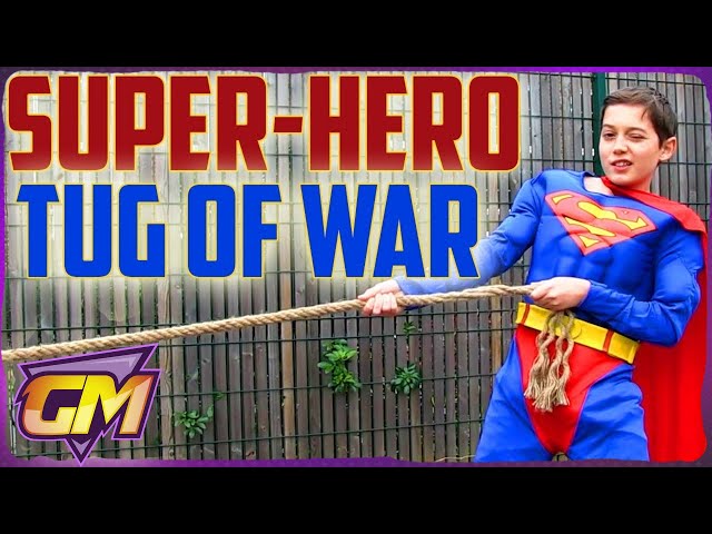 Superhero Tug Of War: Superman, Wonder Woman, Batman and Robin