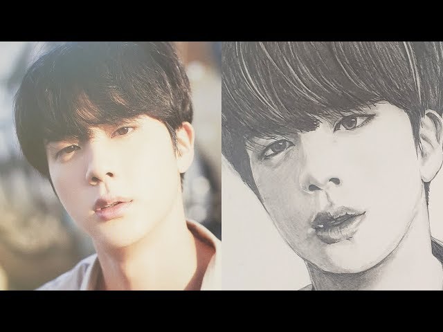BTS Jin's face was drawn in pencil.