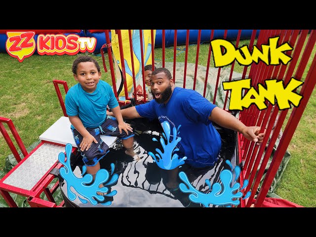 Kids vs Dad Dunk Tank Challenge with ZZ Kids TV