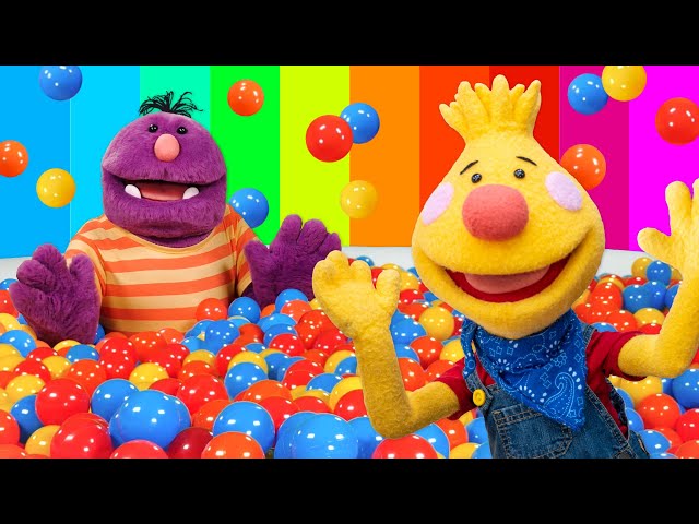 Learn colors in the Super Duper Ball Pit | Blue, Yellow, Red, Green, Purple, & Orange!