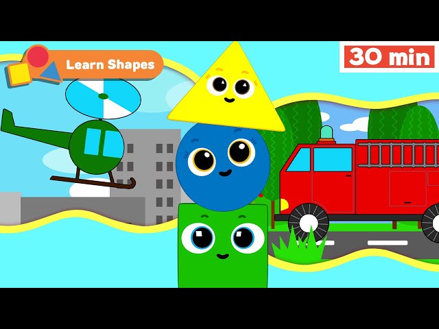 Shapes School | Educational videos for Babies | Learn Shapes for kids | Helicopter | Fire Truck +