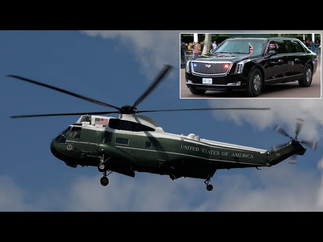 Marine One landing at Buckingham Palace during Trump's visit in 2019 🇺🇸 🇬🇧
