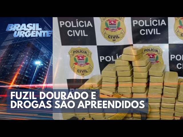 Fuzil dourado e carregamento de drogas são apreendidos | Brasil Urgente