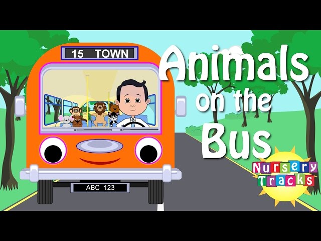 Animals on the Bus | Animal sounds | NurseryTracks