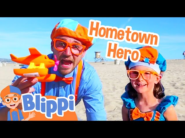 Meet Gerald - Blippi's Hometown Hero! | Gerald & Blippi Visit a Beach! | Blippi Toys Summer Videos