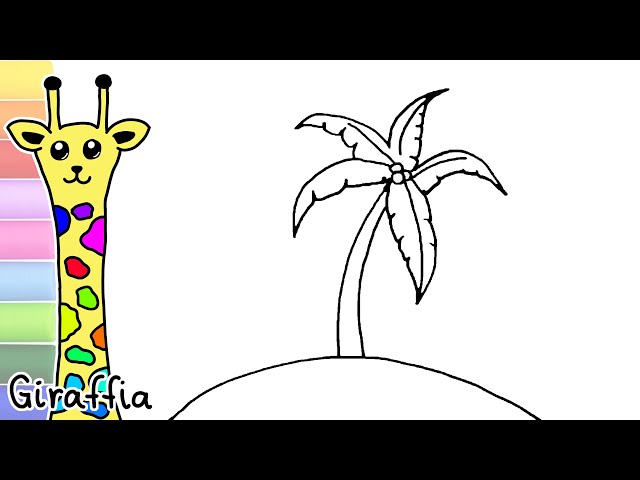 Palm tree drawing coloring pages Giraffia kids channel