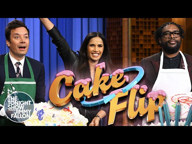 Cake Flip with Padma Lakshmi | The Tonight Show Starring Jimmy Fallon