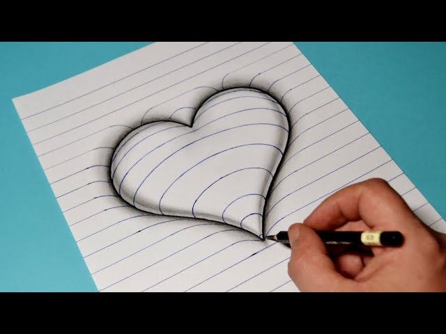 How to Draw 3D Embossed Heart on Paper / Trick Art Video For Kids