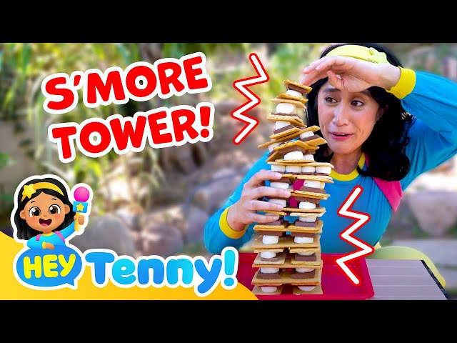 S'mores Tower is About to Fall | Outdoor Activity for Kids | Educational Video for Kids | Hey Tenny!