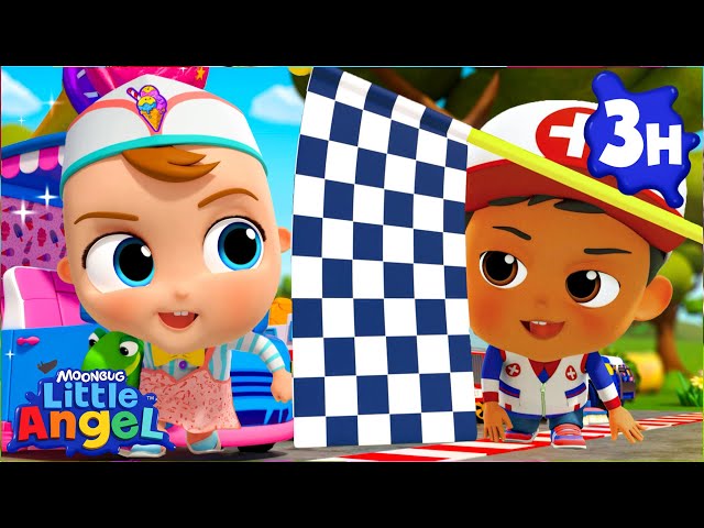 Race Day in Toy Cars | Little Angel | Nursery Rhymes for Babies