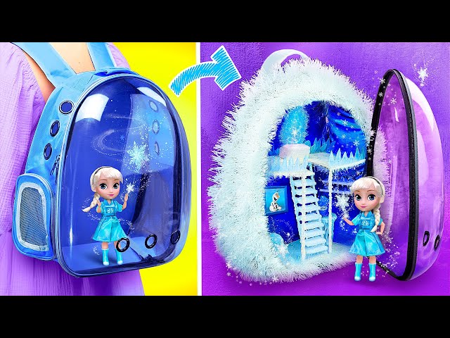 Disney Princesses Dollhouse in a Backpack / 30 LOL OMG DIYs