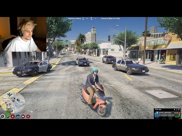 Xqc Loses the WHOLE PD on a MOPED (with Benny Hill Music) | GTA RP NoPixel 3.0