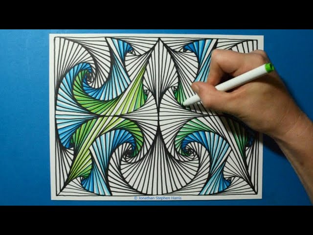 Colorful Drawing #3 / Awesome 3D Spiral Pattern / Relaxing Line Illusion / Color Art Therapy
