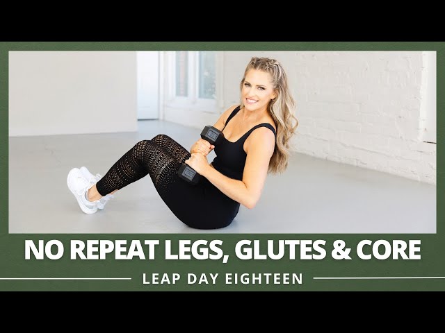 37 Minute No Repeat Legs, Glutes & Core Dumbbell Workout (Tone & Conditioning) - LEAP DAY 18