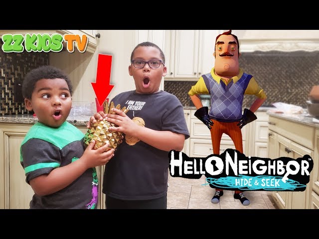 Hello Neighbor Hide & Seek in Real Life! (Finding the Golden Pineapple)