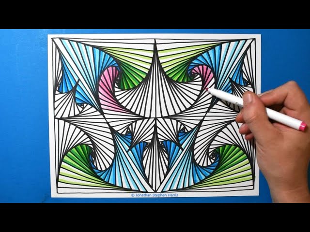 Colorful Drawing #13 / Amazing 3D Spiral Pattern / Relaxing Line Illusion / Color Art Therapy
