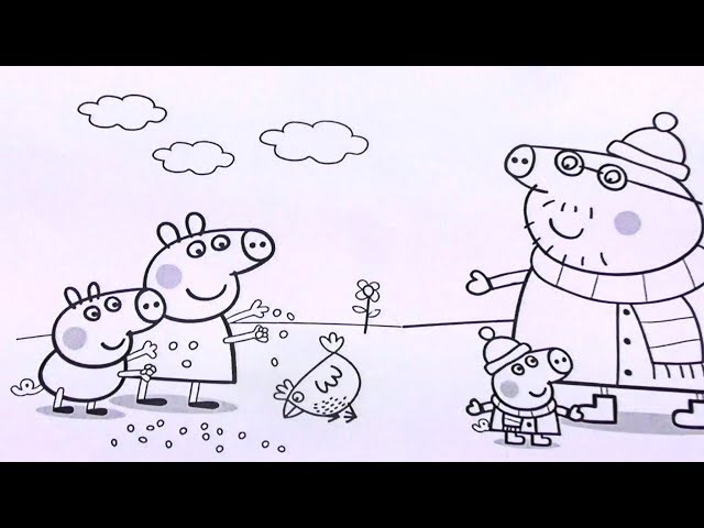 Peppa feeds chicken ! Daddy Pig with George Happy Family ! Coloring Pages