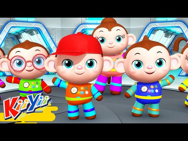 5 Little Monkeys Part 2! | Kids Learning | ABCs and 123s | KiiYii | Nursery Rhymes & Kids Songs