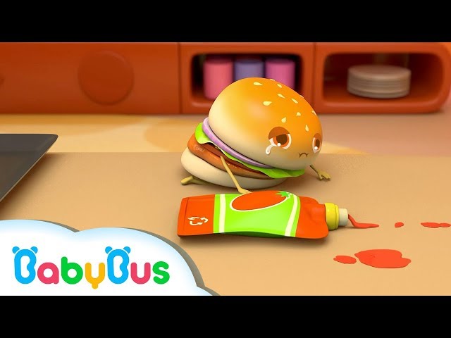 Hamburger Slips down & Cries | Number Songs | Nursery Rhymes | Kids Song | Baby Songs | BabyBus
