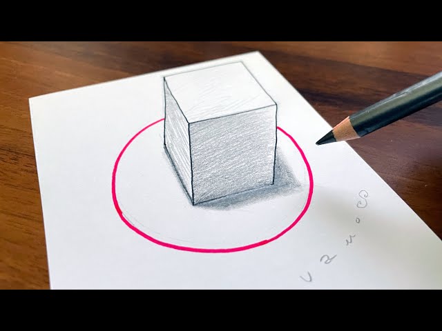3d Cube Drawing In A Circle - How To Draw An Easy 3d Illusion - Minimal Art