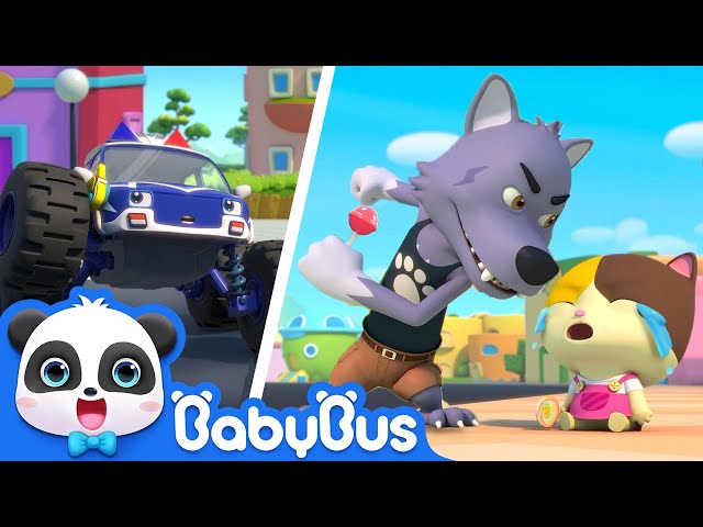 Bad Wolf Stole Baby Kitten's Lollipop | Monster Police Car, Fire Truck | Kids Songs | BabyBus