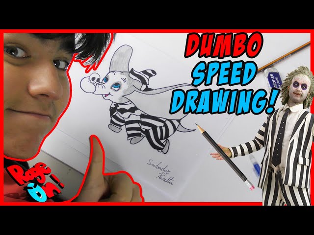 Dumbo classic speed drawing Beetlejuice style ! pencil and color