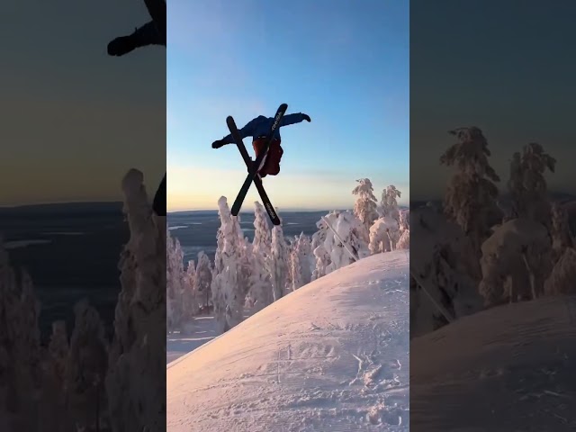 on the piste in Finland ⛷️#skiing #winter #finland #snow #sunset #beautiful