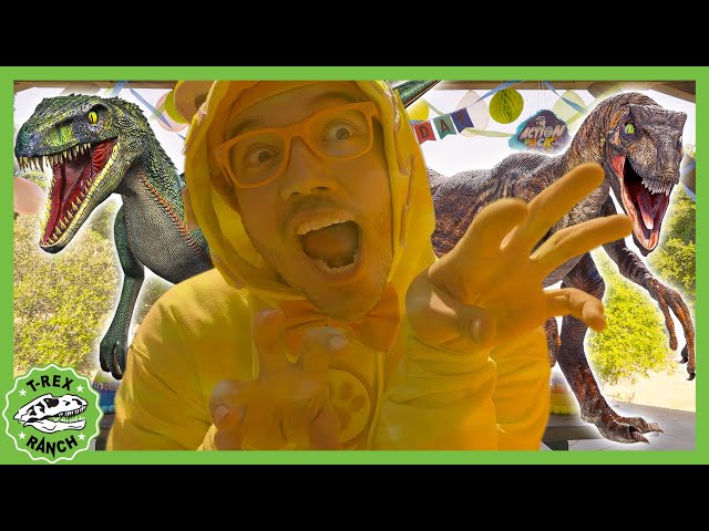 Blippi Vs. Raptors! Action Pack Adventure | T-Rex Ranch Dinosaur Videos for Kids