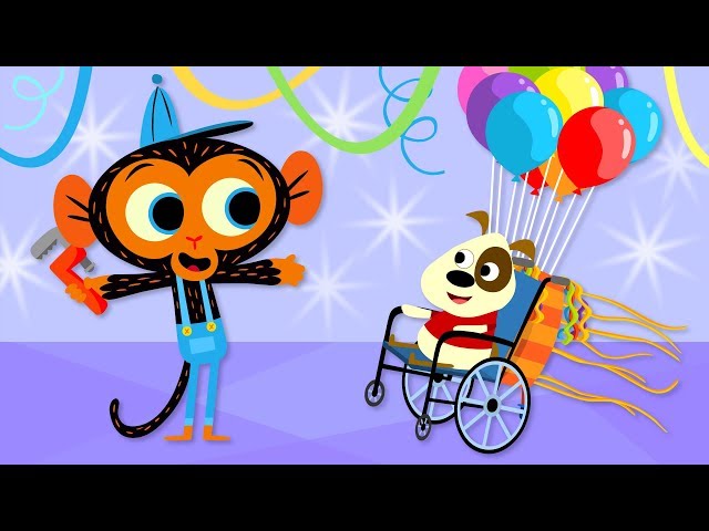 Little Doggy's Wheelchair Gets A Makeover | Mr. Monkey, Monkey Mechanic