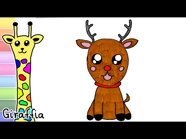 Rudolf The Reindeer drawing and coloring tutorial