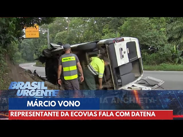 Representante da Ecovias fala com Datena sobre capotamento de van | Brasil Urgente