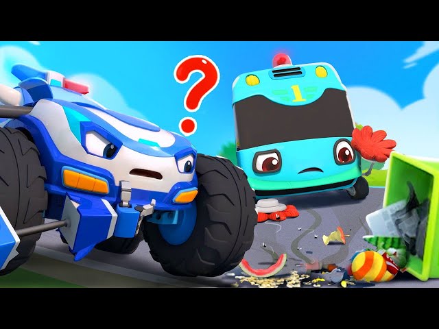 Who Threw the Trash Around? | Street Sweeper, Garbage Truck | Monster Truck | Kids Songs | BabyBus