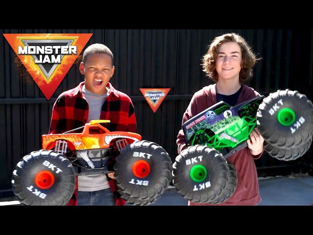 Driving Monster Jam RC and MEGA RC Trucks! - Revved Up Recaps Toy Challenges with Monster Jam Trucks