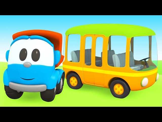 How to Assemble a Yellow School Bus: Leo the truck Cartoon for Children & Street Vehicles for kids