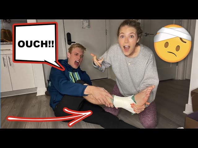 BROKEN ANKLE PRANK ON GIRLFRIEND *SHE CRIED*