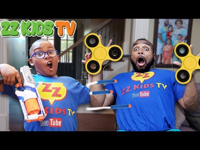 Fidget Spinner Nerf Battle! (Who Will Win?) ZZ Dad vs ZZ Kid