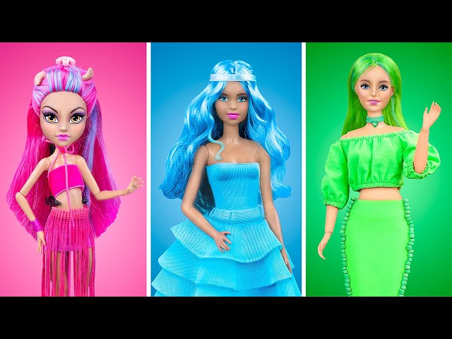 Color Challenge! 18 Everything in One Color Barbie DIYs